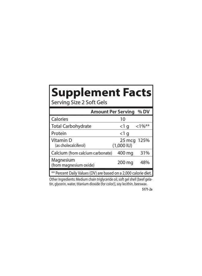 Carlson Cal-Mag Gels, 2:1 Calcium to Magnesium Ratio, Bone Support, Energy Production, 100 Soft gels - Image 2