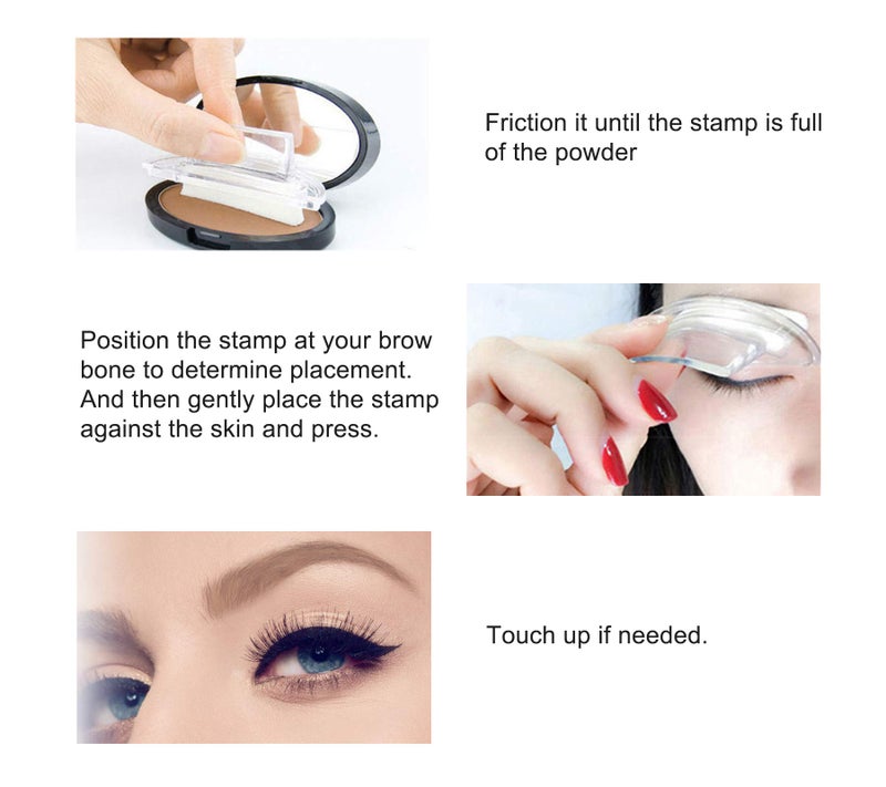 Boobeen Eyebrow Seal Stamp Powder - Waterproof 3 Seconds Eye Make Up Nature Coloring Kit - Creates Natural Looking Brows for Makeup Beginners - Image 3