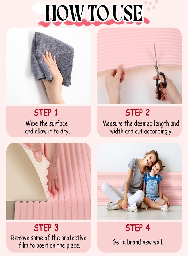 Fiwochic 15.8 x 78.7 Inch Padded Wall Panels Upholstered 3D Anti Collision Wall Padding Self Adhesive Headboard for Bedroom Kids Autism Playroom Living Room(Pink) - Image 4