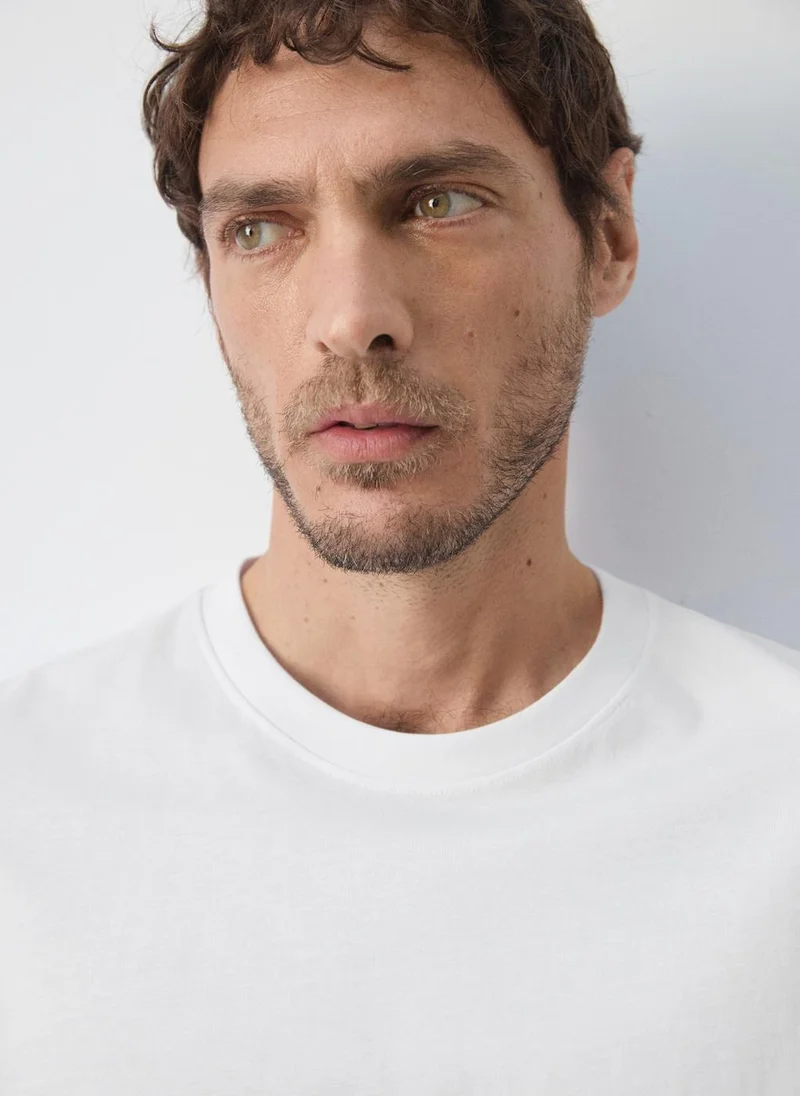 Mango Man 01-BLANCO Slim Fit T-Shirt 180Gsm for Men | Best Price UAE