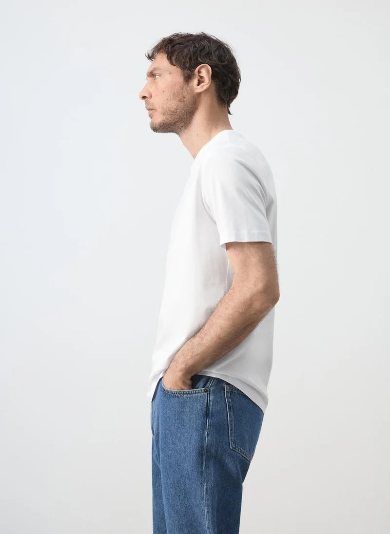 Mango Man 01-BLANCO Slim Fit T-Shirt 180Gsm for Men | Best Price UAE