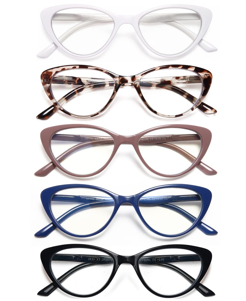 EYEURL Reading Glasses for Women 5 Pack Fashion Cat Eye Reading Glasses Men Blue Light Blocking Readers with Spring Hinges Computer reading glasses15