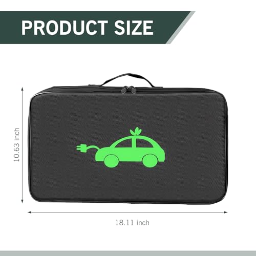 Arwrilt Car Tools Cable Bag Waterproof Electric Vehicle Charging Cable Organizer Bag Portable EV Charging Cable Bags Storage Organizer for Jumper Cables Universal for Cars Trucks Rectangle - Image 3