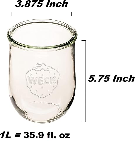 Weck Tulip Jars 1 Liter - Large Sourdough Starter Jars with Wide Mouth, Glass Lids and Keep Fresh Covers - Suitable for Canning and Storage (2 Pack) - Image 2
