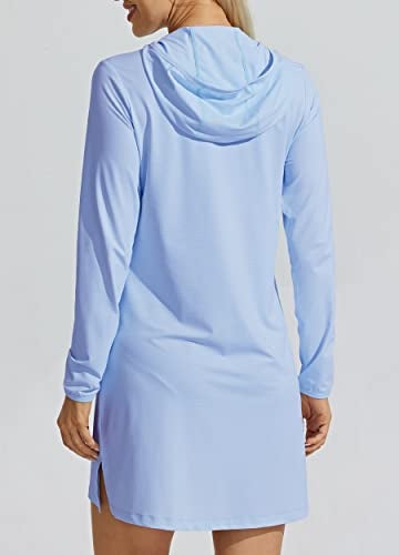 Willit UPF 50+ Women's Swim Cover Up Sun Protection Beach Swimwear Bathing Suit Long Hoodie Jacket SPF Fog Blue L - Image 4