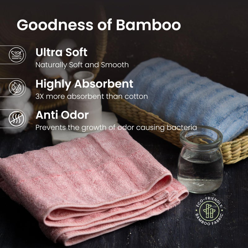 Mush Bamboo Hand Towels Set of 2 | 100% Bamboo Gym Towel for Men/Women Workout | Ultra Soft, Absorbent & Quick Dry Towel for Gym, Travel, Sports and Yoga | 40 X 60 cms | 600 GSM (Sky Blue & Pink) - Image 2