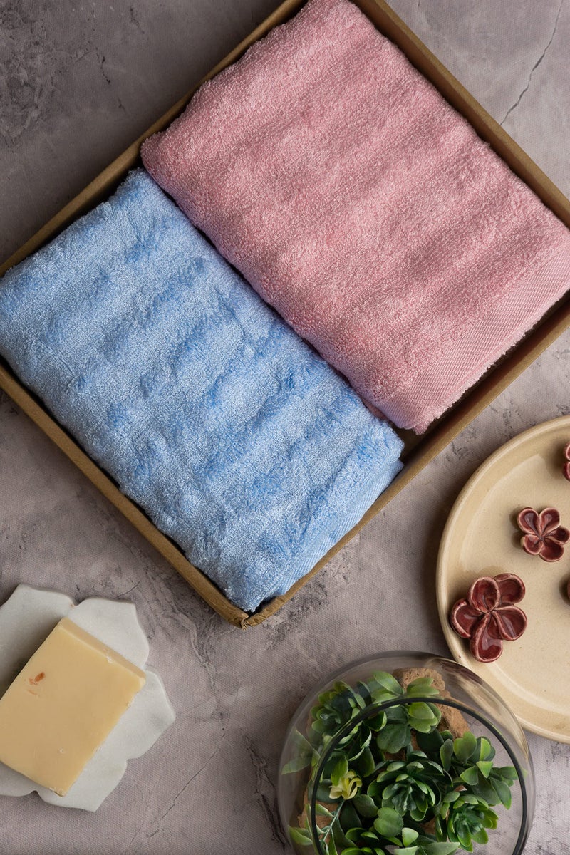 Mush Bamboo Hand Towels Set of 2 | 100% Bamboo Gym Towel for Men/Women Workout | Ultra Soft, Absorbent & Quick Dry Towel for Gym, Travel, Sports and Yoga | 40 X 60 cms | 600 GSM (Sky Blue & Pink) - Image 3