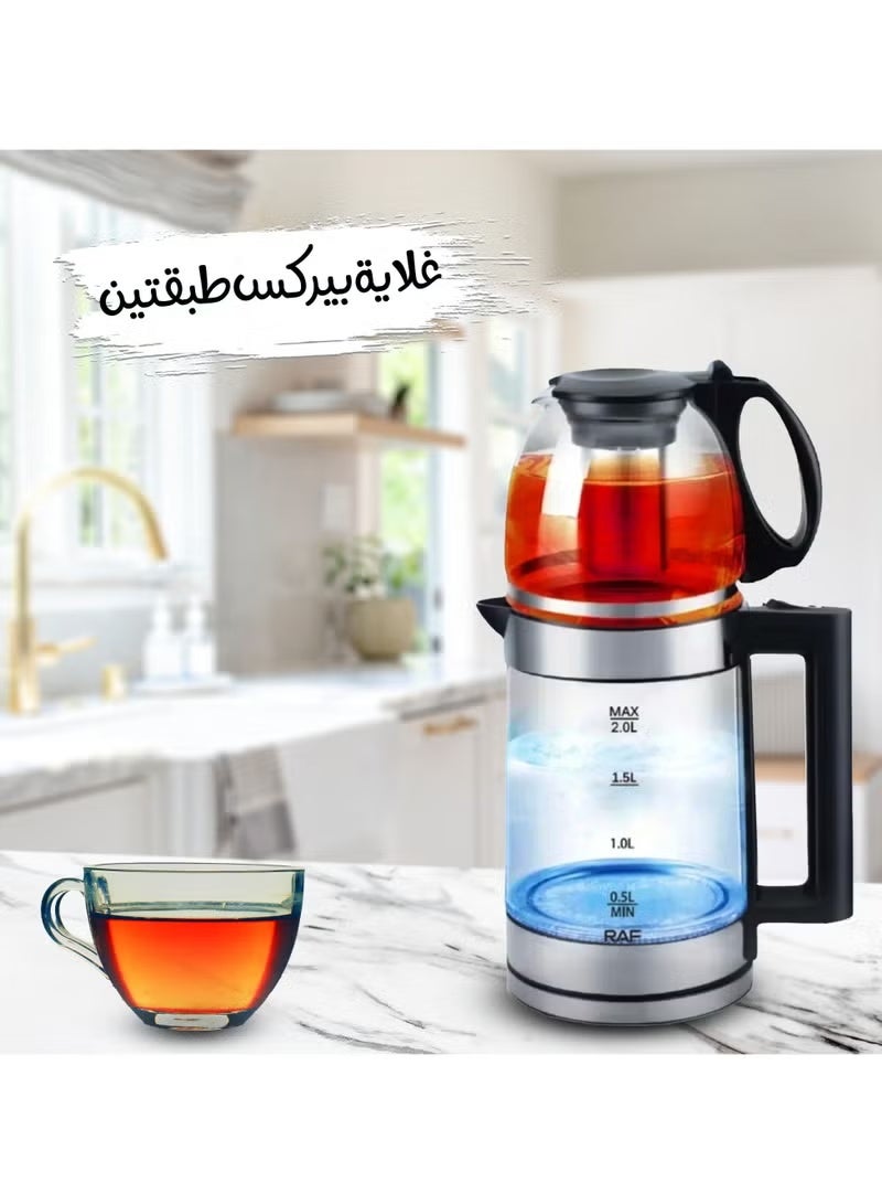 Denx 1500W Double Pot Electric Kettle with Removable Tea Filter, 1.8L Kettle & 1.0L Tea Pot, Fast Boil Tea Maker & Hot Water Dispenser, DX2015 - Image 2