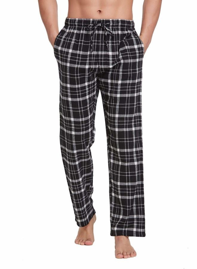 CYZ Men's 100% Cotton Super Soft Flannel Plaid Pajama Pants, Black White Tartan, XL - Image 1