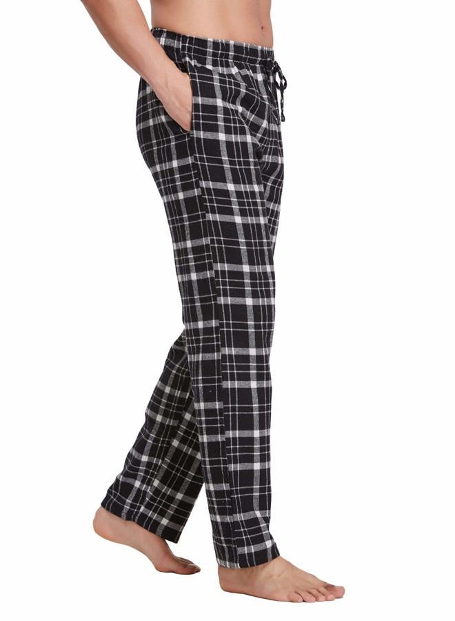 CYZ Men's 100% Cotton Super Soft Flannel Plaid Pajama Pants, Black White Tartan, XL - Image 3