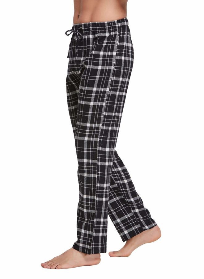 CYZ Men's 100% Cotton Super Soft Flannel Plaid Pajama Pants, Black White Tartan, XL - Image 2
