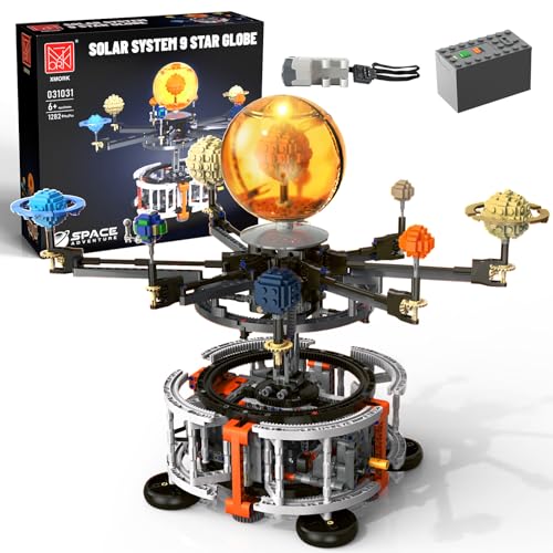 MOCBURIKU Solar System Building Set with Light Rotatable STEM Educational Toys with 8 Planets Electric Manual Mode Spinning Space Toys for Astronomy Learning Gift for Boys Girls Age 6121282pcs - Image 1