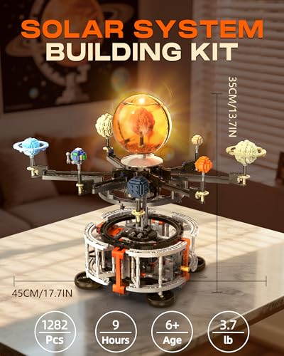 MOCBURIKU Solar System Building Set with Light Rotatable STEM Educational Toys with 8 Planets Electric Manual Mode Spinning Space Toys for Astronomy Learning Gift for Boys Girls Age 6121282pcs - Image 5