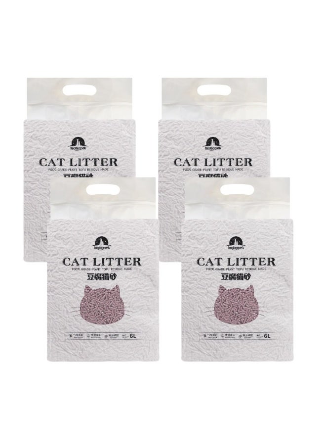 رمل قطط نباتي طبيعي من التوفو - 6 لتر - الخزامى (عبوة من 4 قطع) - Image 1