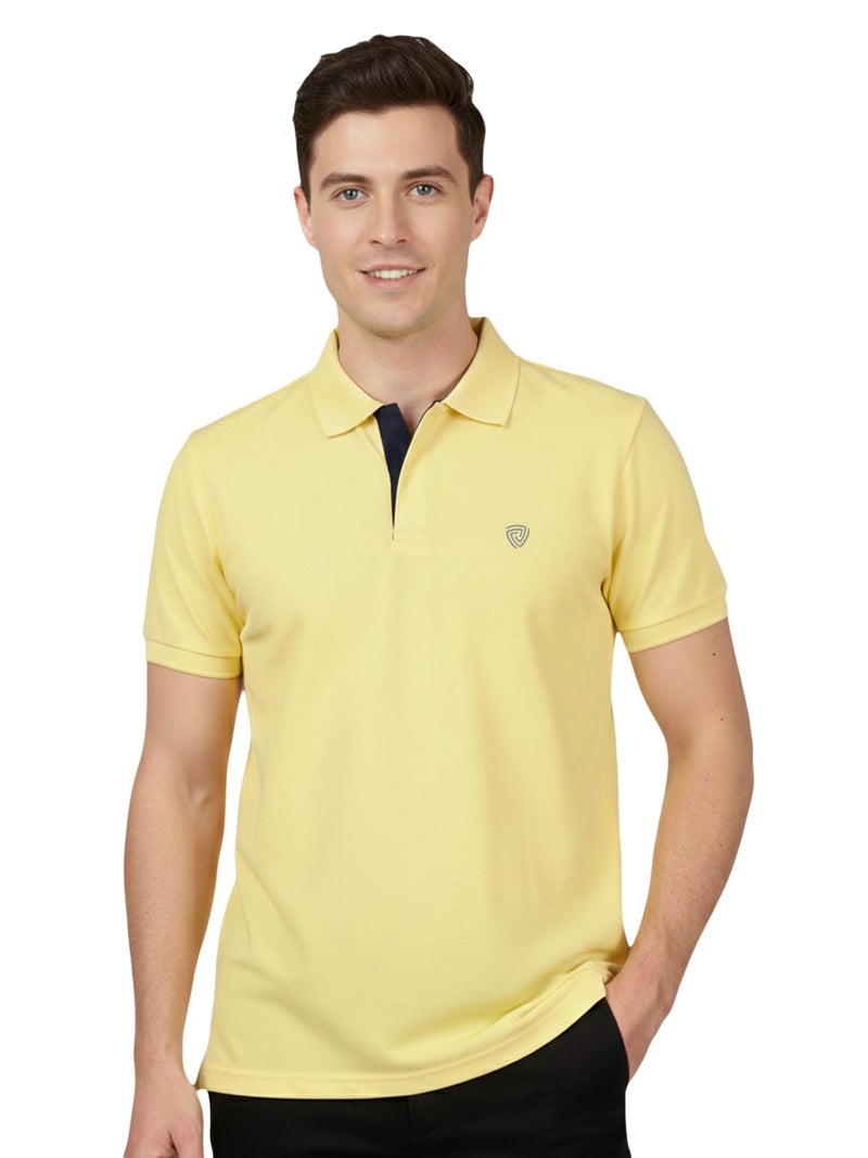 Lux Cozi Men's Pack of 1 Yellow Regular Fit Polo Neck Half Sleeve Solid Casual T-Shirt (Size : Medium)_COZI_2121_YLW_M_1PC - Image 5