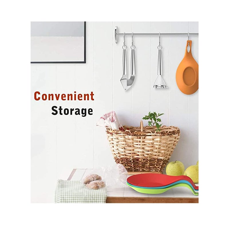 SOLARAE Kitchen Silicone Spoon Rest, Flexible Almond-shaped, Silicone Kitchen Utensil Rest Ladle Spoon Holder Set of 4 - Image 4