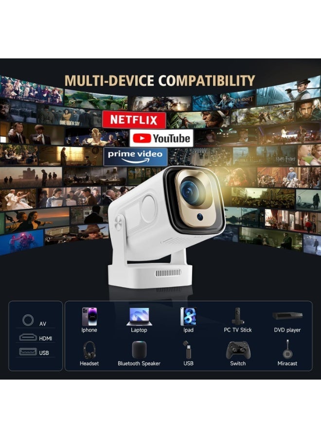 YT HY260 Pro Smart Mini Projector 4K with WiFi6 and Bluetooth 5.4, Auto Focus/Keystone, Full HD 1920*1080P, Built in Apps For Indoor Outdoor Compatible - Image 4
