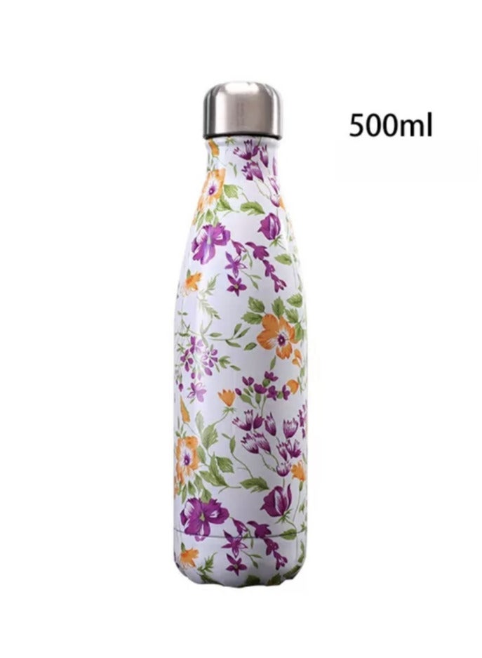 هَيْلة colorful Vacuum Insulated Double Wall Stainless Steel Water Bottle 500 ML 26.5x7cm - Image 1