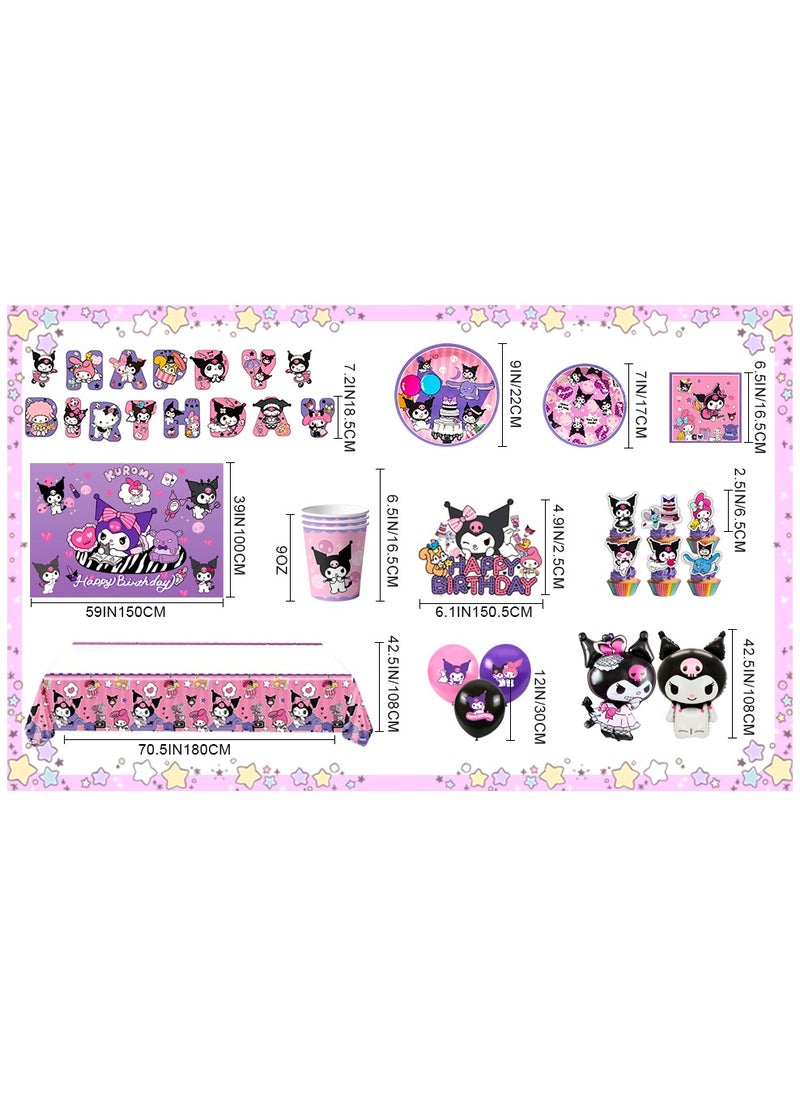 FRUITFUL PARTY - Kuromi Birthday Party Decorations, Kuromi Party Supplies Including Backdrop, Birthday Banner, Tablecloth, Balloons, Cake Toppers etc for Kuromi party decorations - Image 1