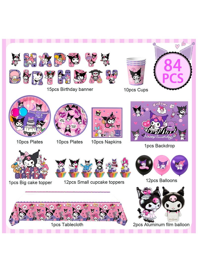 FRUITFUL PARTY - Kuromi Birthday Party Decorations, Kuromi Party Supplies Including Backdrop, Birthday Banner, Tablecloth, Balloons, Cake Toppers etc for Kuromi party decorations - Image 1
