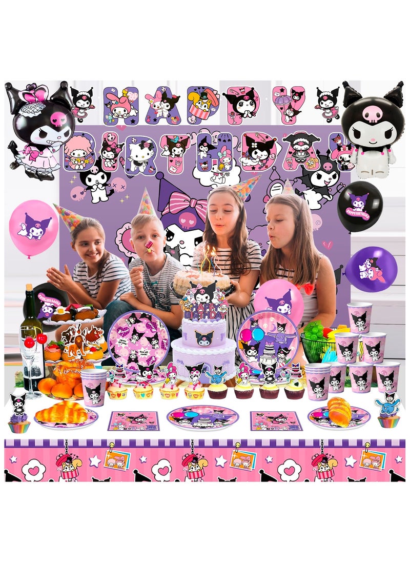 FRUITFUL PARTY - Kuromi Birthday Party Decorations, Kuromi Party Supplies Including Backdrop, Birthday Banner, Tablecloth, Balloons, Cake Toppers etc for Kuromi party decorations - Image 1