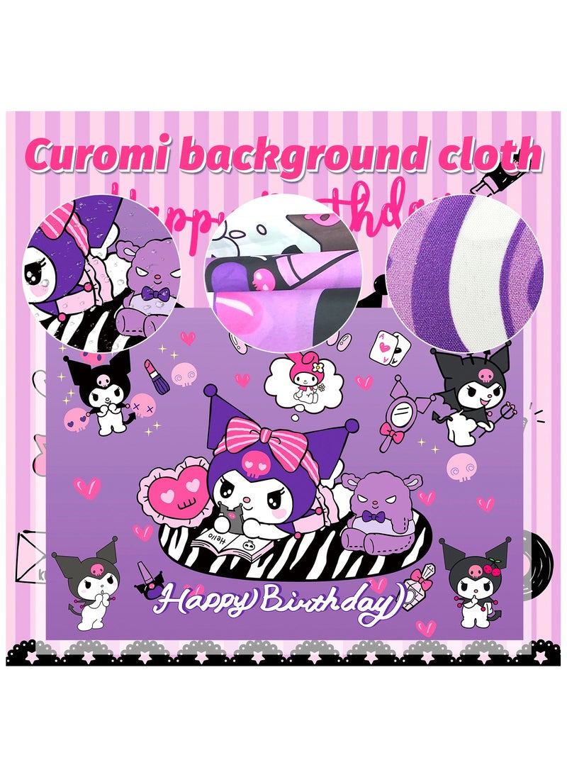 FRUITFUL PARTY - Kuromi Birthday Party Decorations, Kuromi Party Supplies Including Backdrop, Birthday Banner, Tablecloth, Balloons, Cake Toppers etc for Kuromi party decorations - Image 1