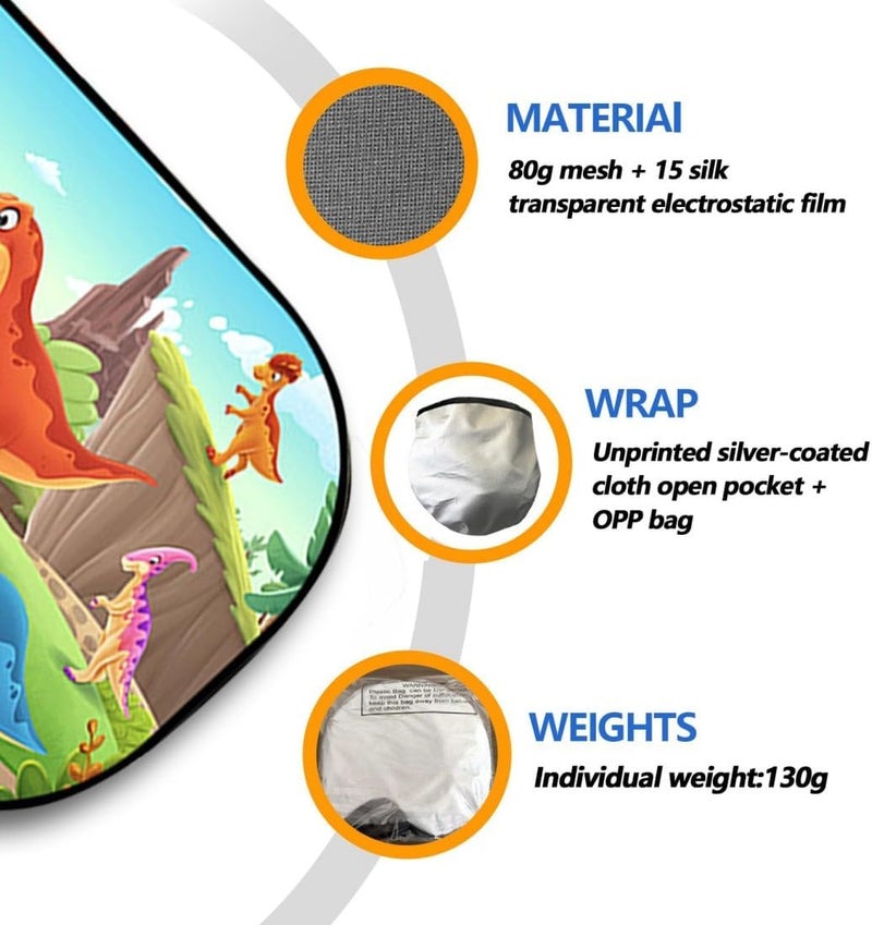 Excefore 2 PCS Car Window Shades For Baby, Sun Visor For Cars baby Cartoon Dinosaur Pattern For Baby, Car Side Window Shades For Baby Car, Sedan, SUV, Minivan and Trucks, UV & Glare Protection - Image 3