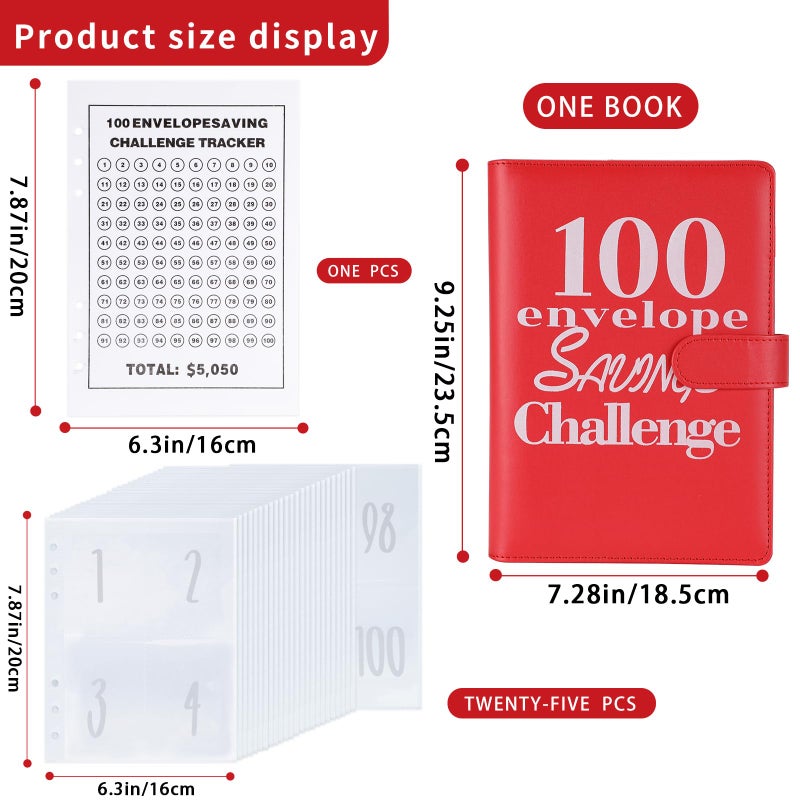 NICOOTH 100 Envelopes Money Saving Binder A5 Savings Challenge Book Easy and Fun Way to Save $5050 - Image 2