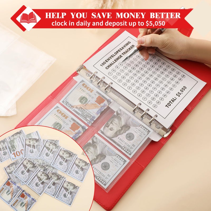 NICOOTH 100 Envelopes Money Saving Binder A5 Savings Challenge Book Easy and Fun Way to Save $5050 - Image 5