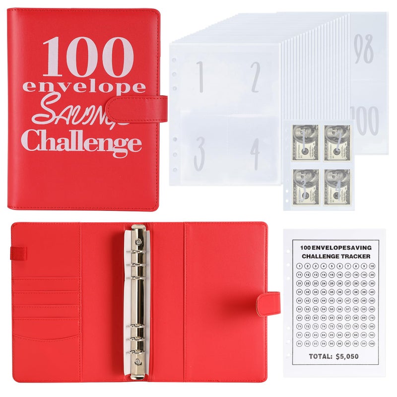 NICOOTH 100 Envelopes Money Saving Binder A5 Savings Challenge Book Easy and Fun Way to Save $5050 - Image 1
