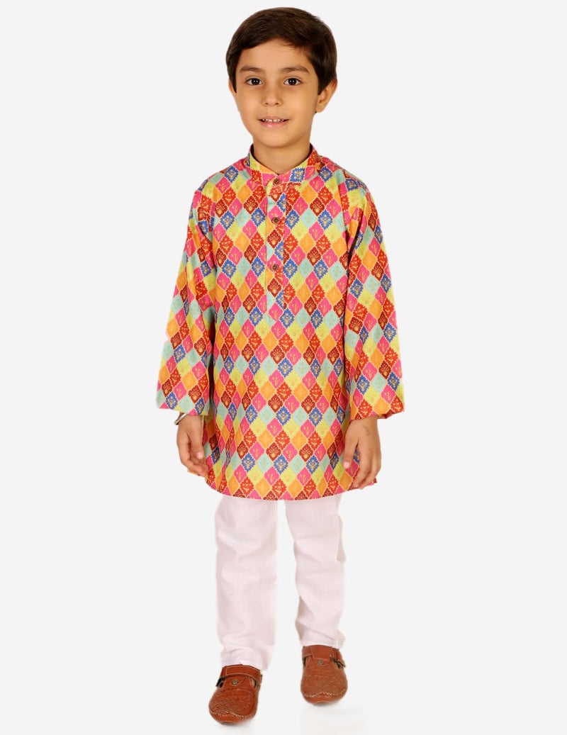 superminis Baby Boys Printed Cotton Kurta & Pant Dress (3-4 Years, Multicolor) - Image 2