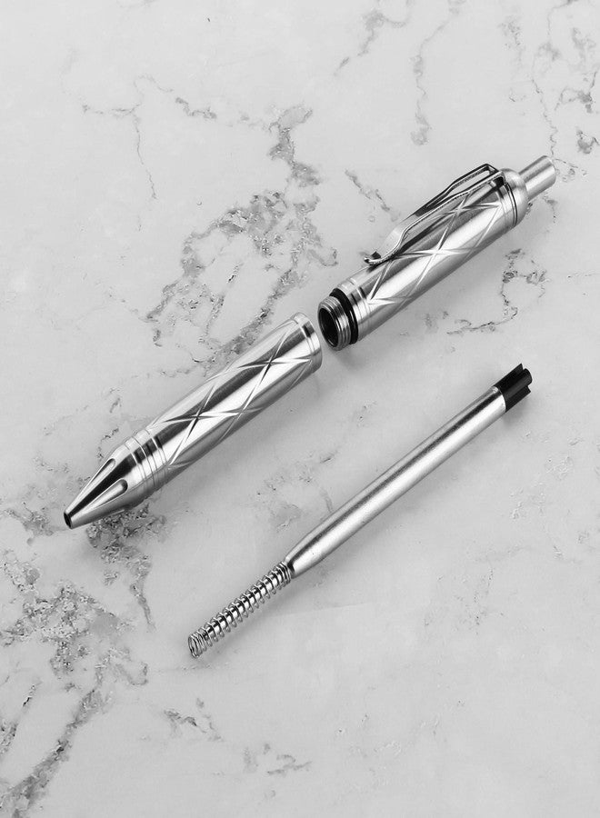 SMOOTHERPRO Stainless Steel Push Button Mechanism Pen Solid Comfortable Weight for Holding Click Ballpoint for Valentines Easter Christmas Birthday Festival Signature Gift(PSS043) - Image 2