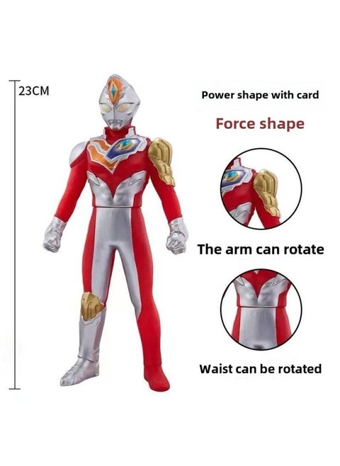 23CM Ultraman Toy Soft Rubber Doll Digacello Belia Galaxy Zeta Jade Toys-Color:23cm Card Power