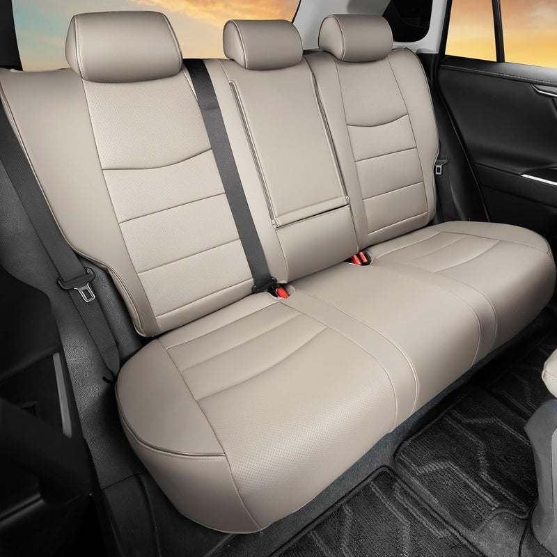HKZ RAV4 Car Seat Covers Set - Beige Leather - Image 5