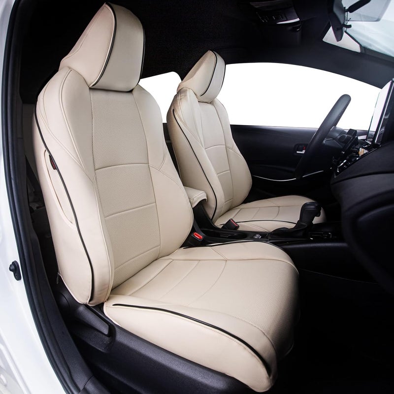 HKZ RAV4 Car Seat Covers Set - Beige Leather - Image 1