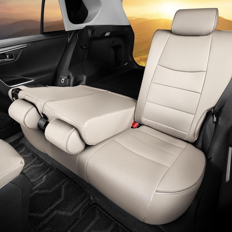 HKZ RAV4 Car Seat Covers Set - Beige Leather - Image 3