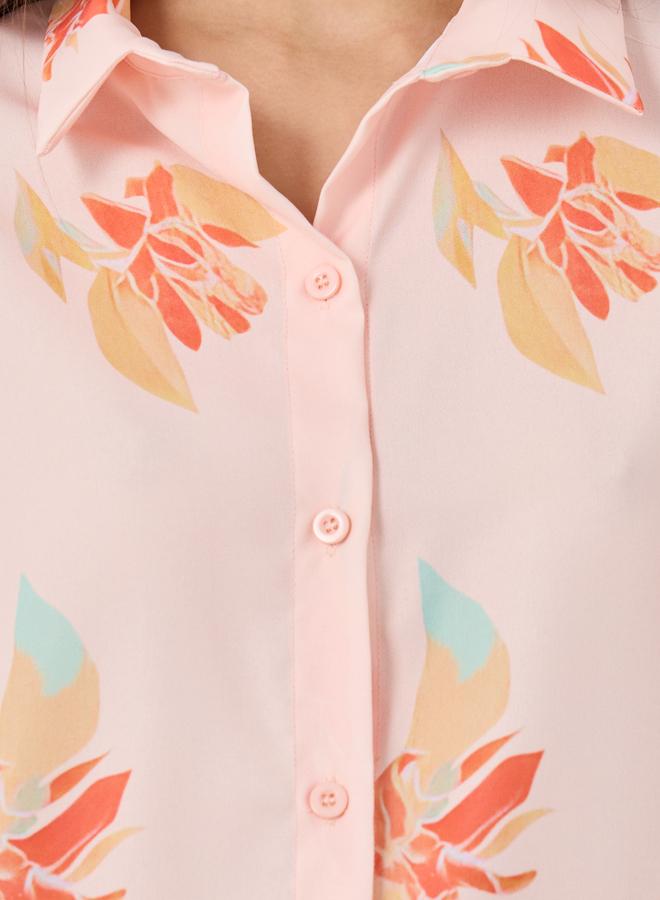 Take Two Printed Short Sleeve Oversized Shirt - Image 4