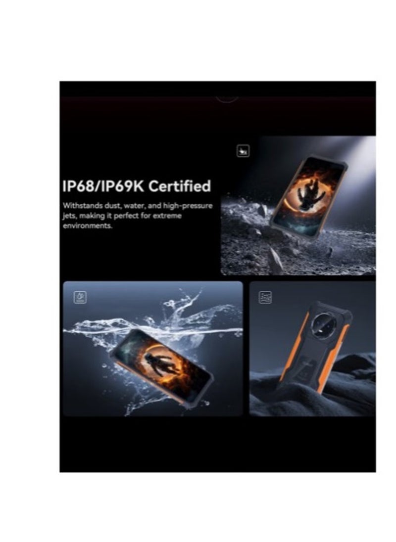 Cubot - KINGKONG ES Rugged Phone 6.56'' 90Hz HD+ Display 6GB RAM 128GB ROM 48MP + 16MP Camera Waterproof Rugged Slim Mobile Android 14 Dual SIM Network 5100mAh Battery Black-Orange - Image 1
