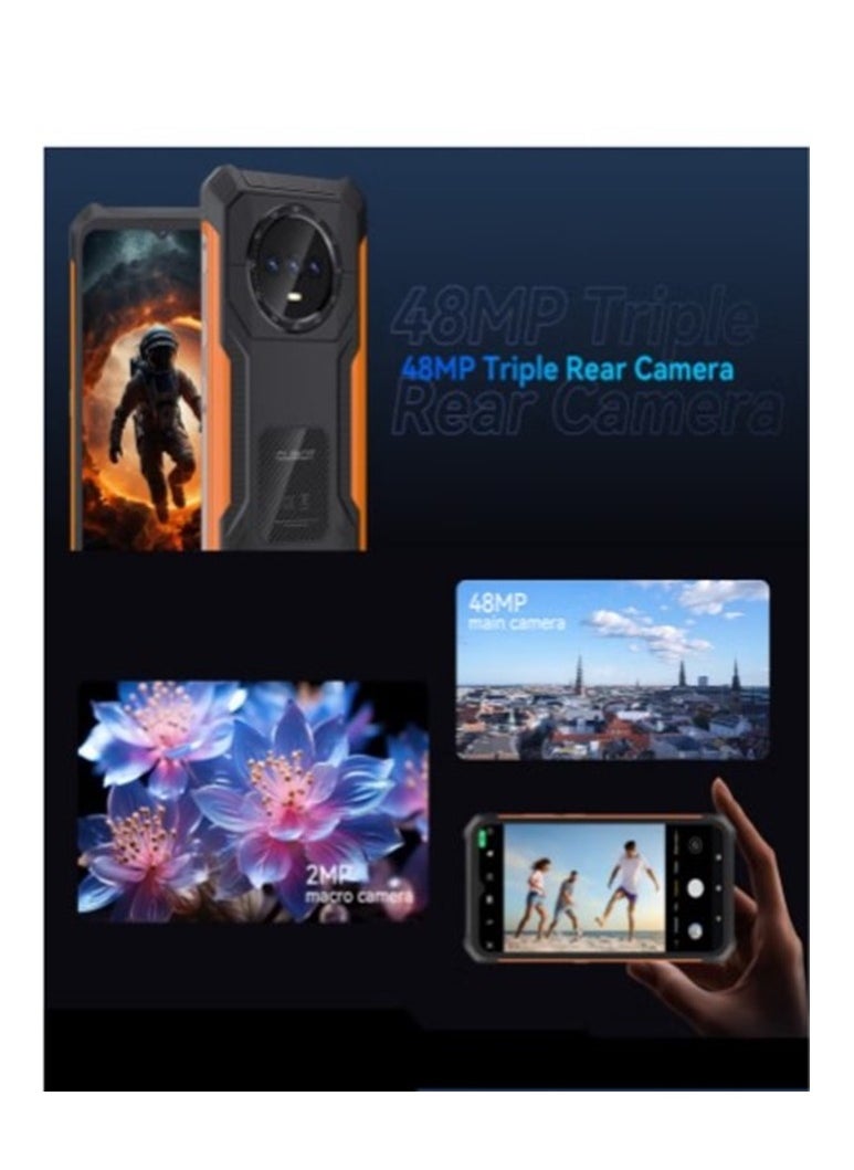 Cubot - KINGKONG ES Rugged Phone 6.56'' 90Hz HD+ Display 6GB RAM 128GB ROM 48MP + 16MP Camera Waterproof Rugged Slim Mobile Android 14 Dual SIM Network 5100mAh Battery Black-Orange - Image 1