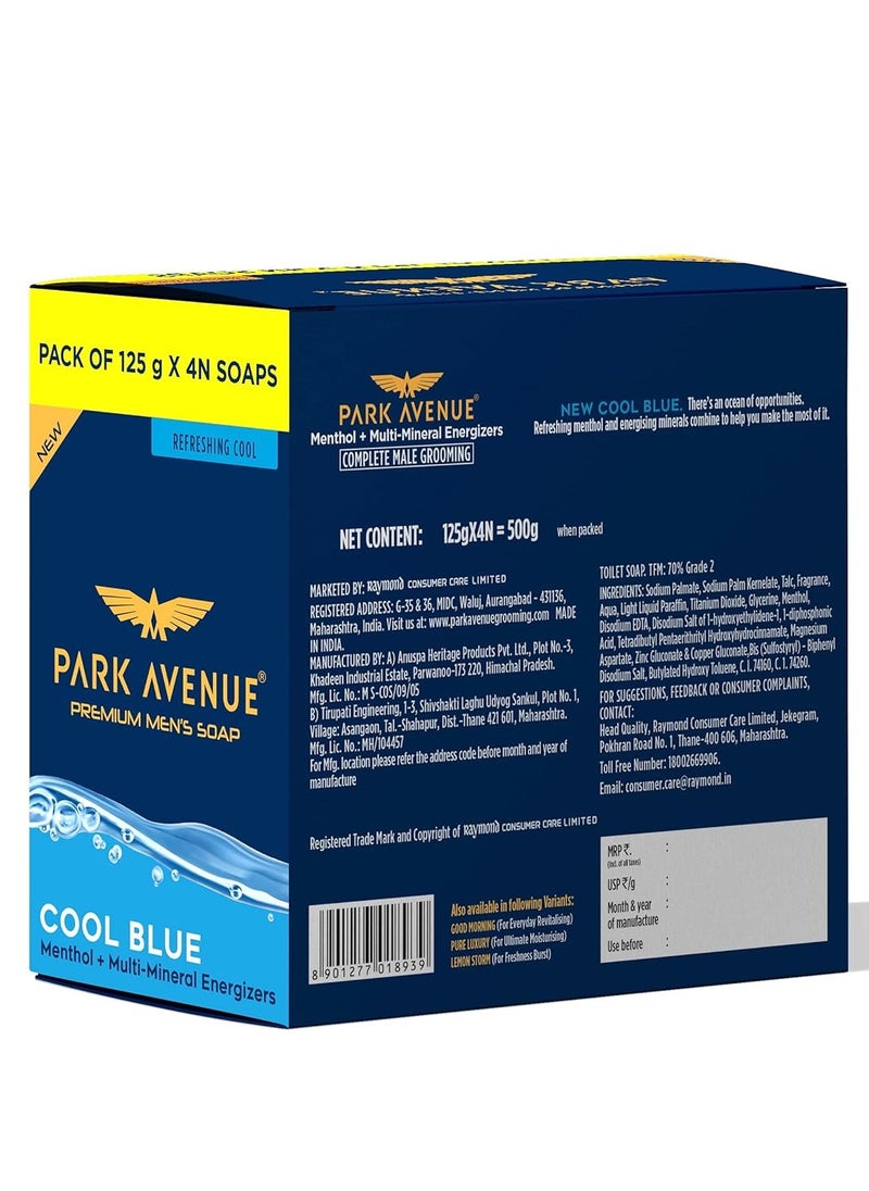 Park Avenue Premium Soap Cool Blue With Menthol And Multi-Mineral Energizers 4 x 125g  - Image 2