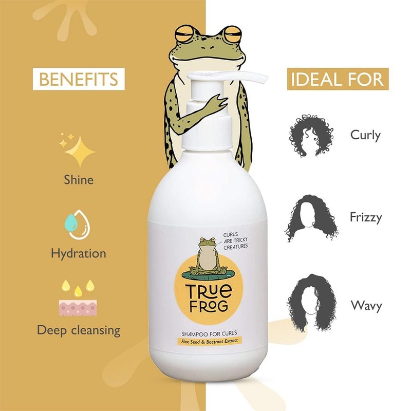 True Frogs Curly Hair Kit with Shampoo for Curls Everyday Hair Conditioner and Curl Defining Cream To Moisturize and Define Curls With Beetroot Extract and Ricewater Extract For Curly Wavy Hair  Combo Pack of 3  750ml - Image 3