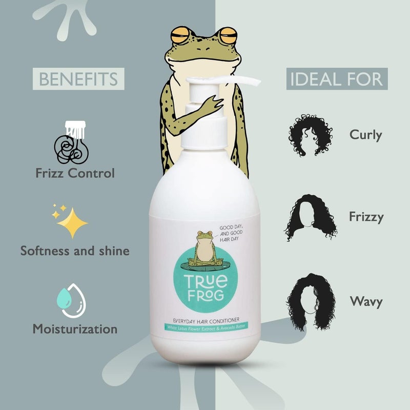 True Frogs Curly Hair Kit with Shampoo for Curls Everyday Hair Conditioner and Curl Defining Cream To Moisturize and Define Curls With Beetroot Extract and Ricewater Extract For Curly Wavy Hair  Combo Pack of 3  750ml - Image 5