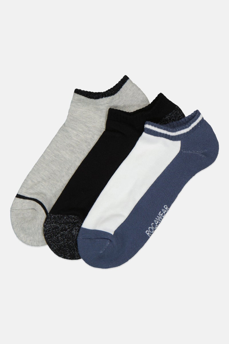 Rocawear Men 3 Pair Textured Ankle Socks, Multicolor - Image 1