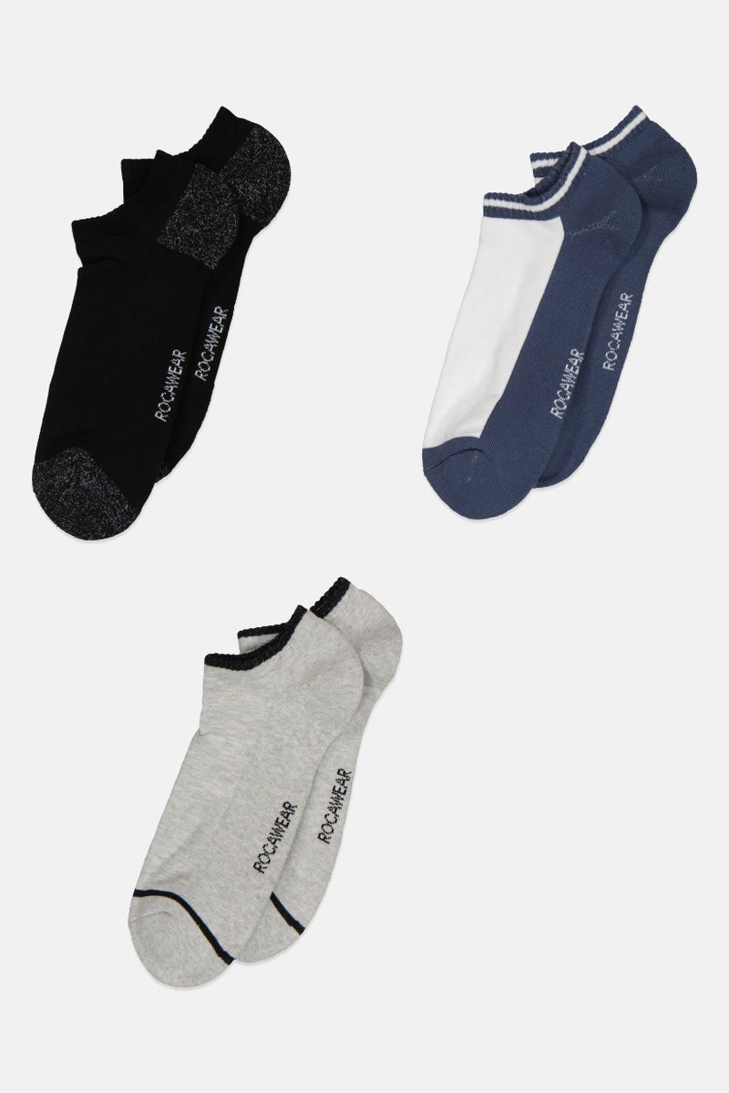 Rocawear Men 3 Pair Textured Ankle Socks, Multicolor - Image 2