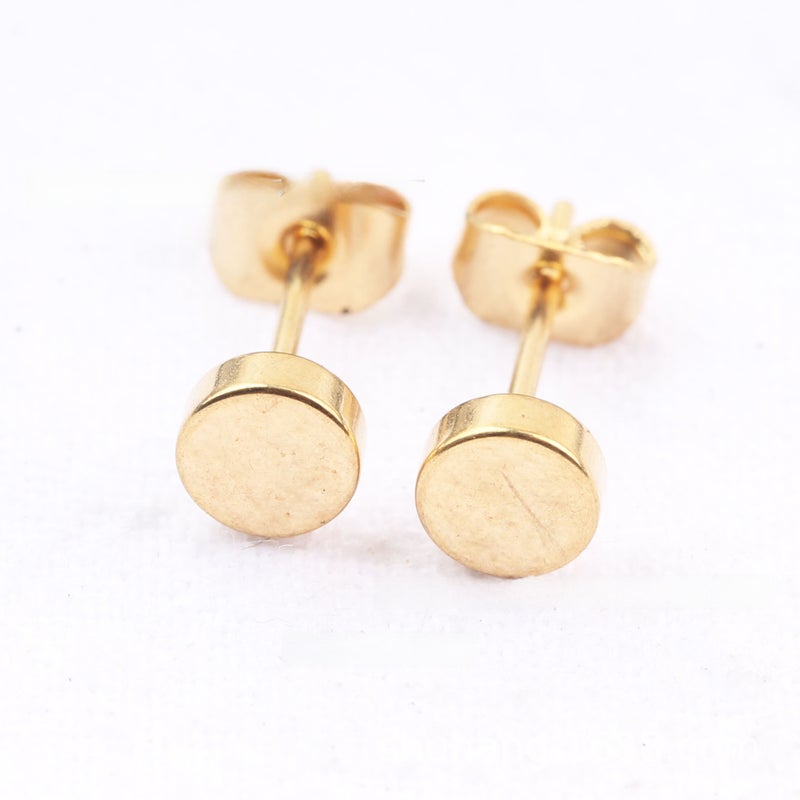 Fashion Titanium Barbell Earrings for Men and Women 5mm gold one