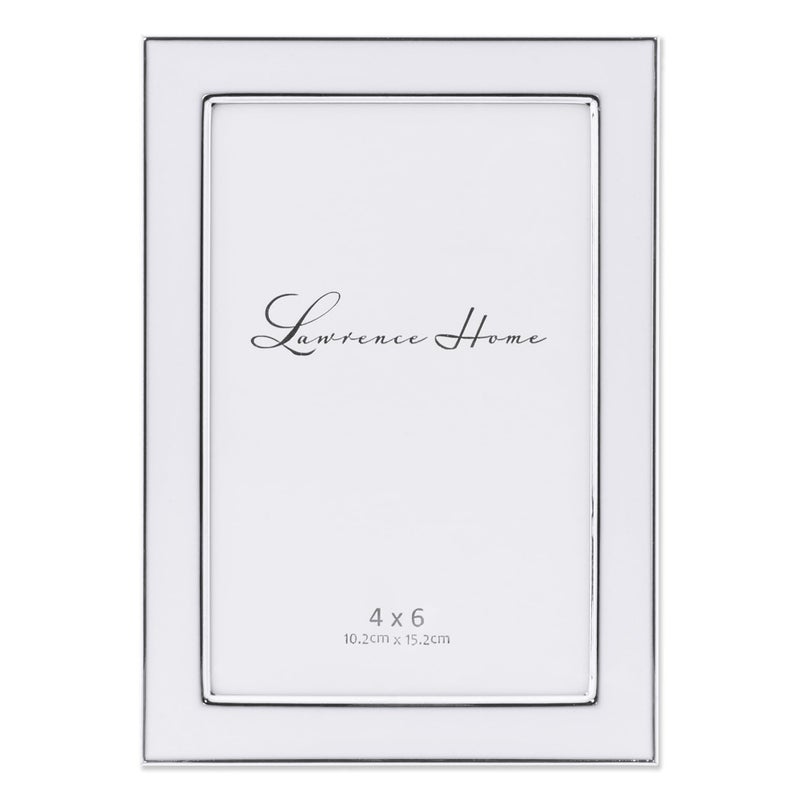 Lawrence Frames Silver Plated Metal with White Enamel Picture Frame, White, 4x6 - Image 3