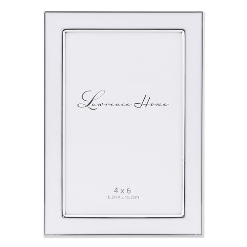 Lawrence Frames Silver Plated Metal with White Enamel Picture Frame, White, 4x6 - Image 1