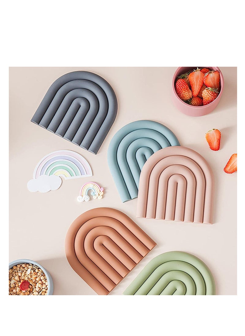 SYOSI - 2 Silicone Trivets for Hot Dishes - Durable and Colorful Pot Holders, Heat Resistant Mats for Countertop, Hot Pads, Modern Multi-Purpose Trivet Mats, Spoon Rest (Muted Light Blue, Set of 2) - Image 1