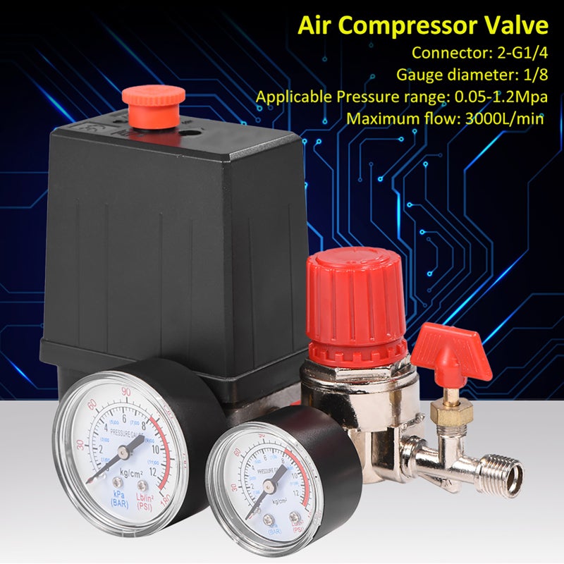 Small Air Compressor Pressure Switch - 30% Higher Flow Rate Piston Structure Pressure Regulator With Gauges for Fast Pressure Reduction, Quick Response & Easy Installation - Image 4