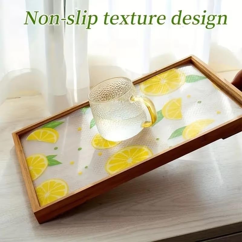 REWOP Anti-Slip Kitchen Mat Liner Sheets (45 cm x 3 m), EVA - Ethylene Vinyl Acetate, Food Grade Multipurpose Washable, Sheet for Fridge, Kitchen Cupboard Mat (Lemon, 24 cm X 3 m) - Image 2